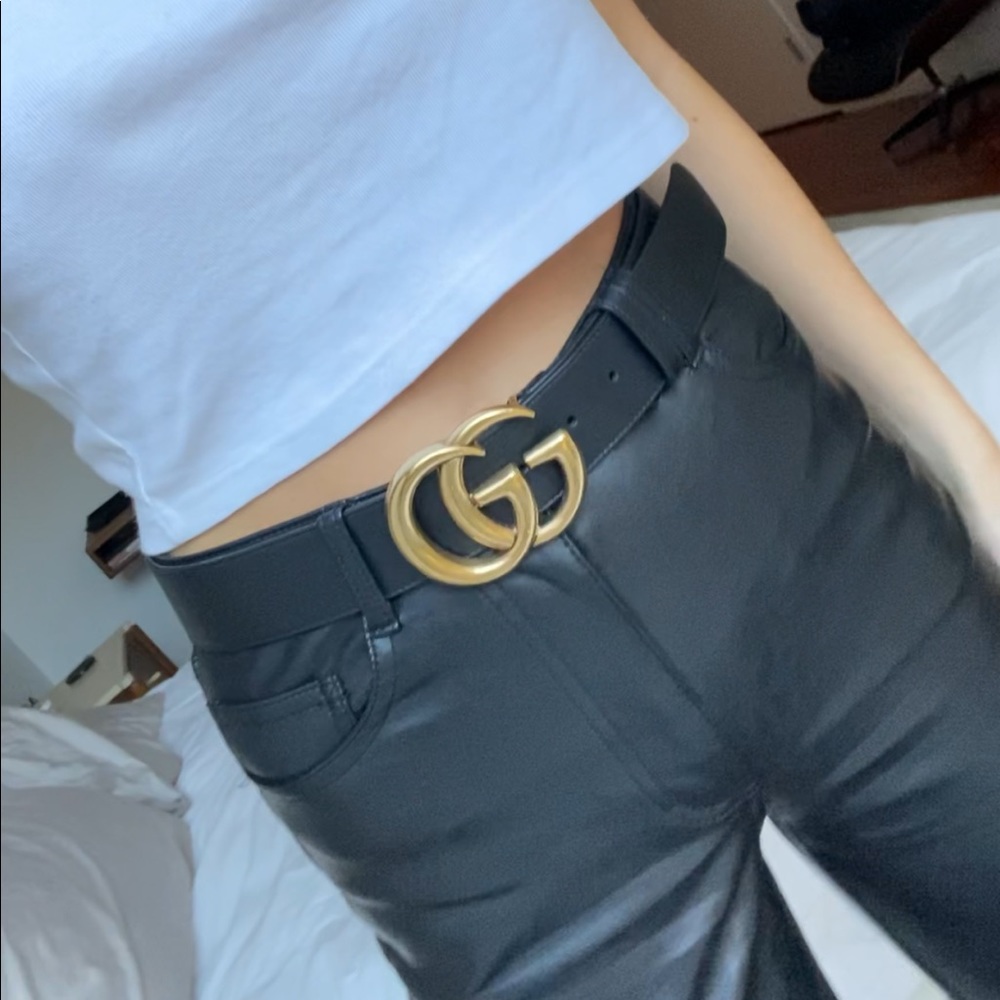 Authentic GUCCI Wide leather belt with Double G